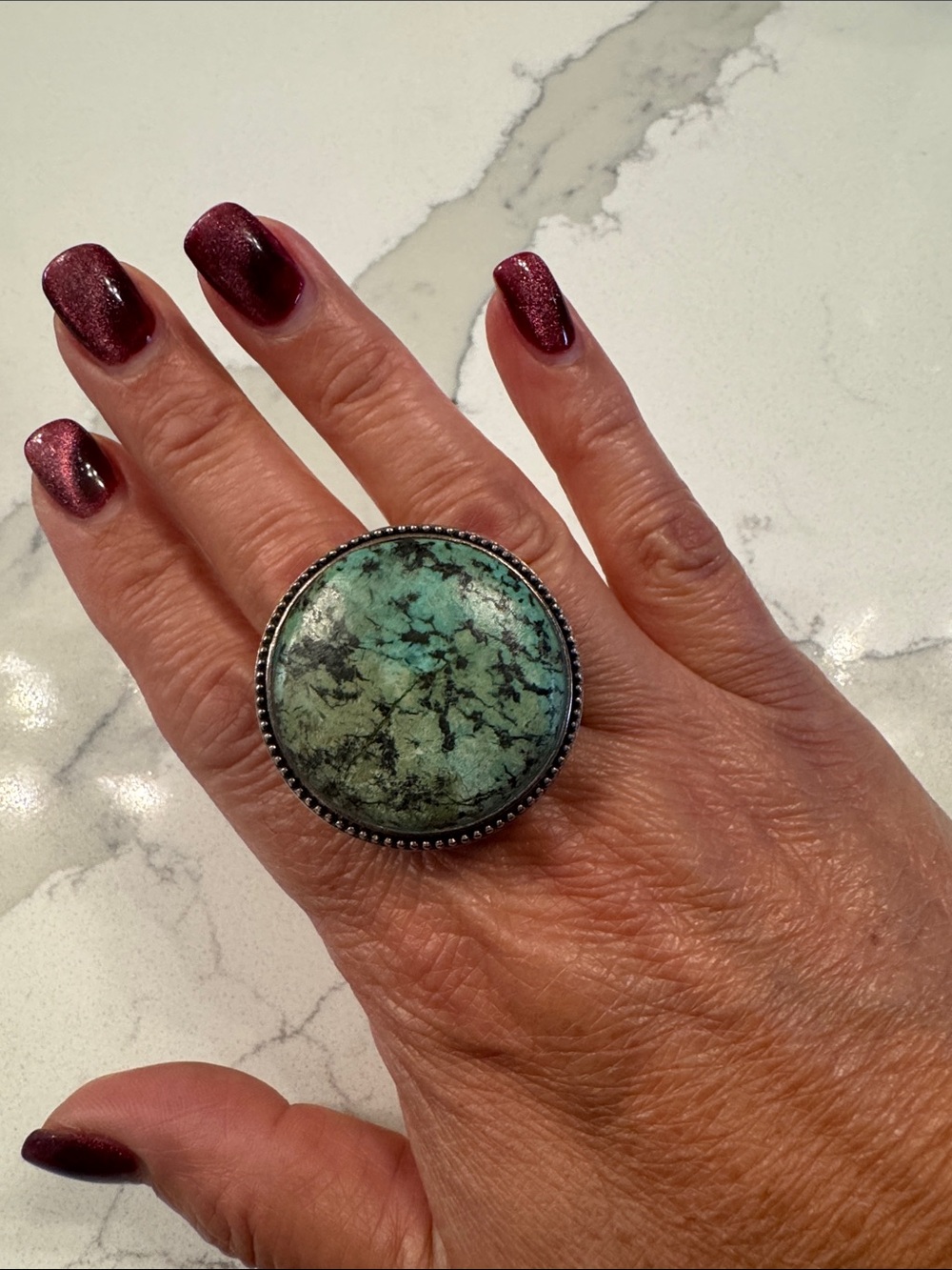 Turquoise Stone Filigree Silver Ring